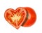 The half of the tomatoes in the form of heart