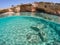 Half underwater view of Koufonissi, Greece