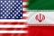 Half US half Iran Rippled Flag