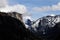 Halfdome With Snow Blue Sky White Clouds Yosemite