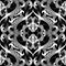 Halftone black and white vintage floral  seamless pattern. Vector ornamental Baroque damask style dotted background. Half tone