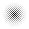 Halftone circle. Fade dot. Pop art texture. Round faded pattern. Black dots isolated on white background. Halftone effect for desi