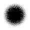 Halftone circle of random sprayed black dots. Vector illustration on white background