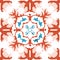 Halftone colorful seamless retro pattern star white flower kaleidoscope cross