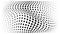 Halftone convex distorted gradient circle dots background. Horizontal bulging template halftone dots pattern. Vector