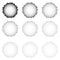 Halftone dotted circles isolated on the white background. Halftone effect vector pattern. Randomly distributed dots for your