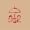 Halftone Icon - Family umbrella