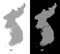 Halftone North And South Korea Map