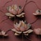 Halftone pixel art floral mosaic 3d lotus flowers pattern. Half tone textured squares pink vector background. Modern digital