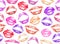 Halftone vector multicolored lips on white background. Seamless womans lips pattern for template, paper, card, cloth