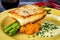 Halibut Filet with Asparagus and Sweet Potatoes