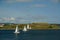 Halifax, Nova Scotia, Canada: Sailboats racing in Halifax Harbor