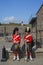Halifax, Nova Scotia, Canada: Two young men in Victorian-era 78th Highlanders military uniforms