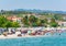 Halkidiki, Greece - August 2019: Pefkochori beach on Kassandra peninsula