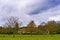 Hall and church, in Okeover Park, in Stafford, Staffordshire.