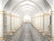 Hall with columns and vaulted ceiling 3D illustration 3D rendering