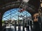 Hall of old Seville railway Station. Interior architecture of Plaza de Armas old train station. Spain