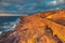 Hallett Cove boardwalk along the rugged coastline at sunset