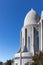 Hallgrimskirkja church sanctuary building with cylindrical shape dome, Reykjavik, Iceland