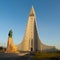 Hallgrimskirkja and Leif Ericsson statue in