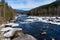 Hallingdalselva, a river in the Hallingdal valley in County Buskerud. Spring snow thaw