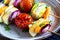 Halloumi cheese and vegetables grilled skewers