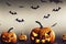 Halloween. 2023. Happy Halloween. Pumpkins in the cemetery. Halloween background. October. 31.