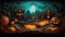 Halloween with a 3D cartoon style, playful characteristics, Halloween color palette