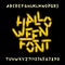 Halloween alphabet font. Dirty letters, numbers and symbols.