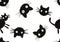 Halloween animals seamless black cats paint markers pattern for wrapping paper and fabrics and linens and kids