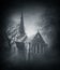 Halloween architectural background: ancien church