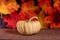 Halloween Autumn background wooden table