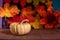 Halloween Autumn background wooden table