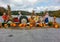 Halloween Autumn Display of Scarecrows