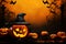 Halloween backdrop featuring a 3D rendered product podium for showcasing items