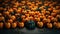 Halloween background black orange color with pumkins in 3d style