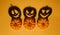 Halloween background concept. Jack O pumpkin angry face shadow. Spooky smiling shadow of an orange pumpkin lantern top view close