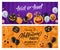 Halloween background, funny pumpkins. Greeting card for party and sale. Autumn holidays. Vector illustration EPS10.