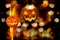 Halloween background. Halloween pumpkins on shining background