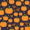 Halloween background with orange lantern pumpkins, gloomy atmosphere