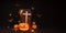 Halloween background pumpkin cross bat and coffin black background 3d illustration