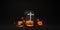 Halloween background pumpkin cross bat and coffin black background 3d illustration