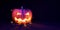 Halloween background pumpkin cross bat and coffin black background 3d illustration