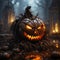 halloween background with pumpkins