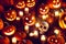 Halloween background. Pumpkins, candles, gloomy atmosphere. Neural network generated art. Digitally generated image. Not