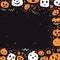 Halloween background with pumpkins, ghosts, bats, spiders and other elements.Generative AI