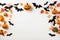 Halloween background with pumpkins, spiders and bats on white background Ai generative