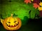 Halloween background with scary pumpkins.