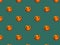 Halloween background seamless diagonal pattern from bright orange carved pumpkins with Jack o lantern faces on dark green