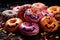 Halloween background Set of donuts